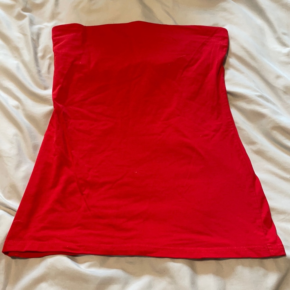 Red tube top built in bra. Medium